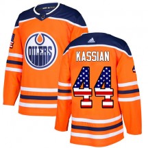 Men's Adidas Edmonton Oilers Zack Kassian Orange USA Flag Fashion Jersey - Authentic