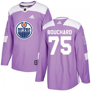 Youth Adidas Edmonton Oilers Evan Bouchard Purple ized Fights Cancer Practice Jersey - Authentic