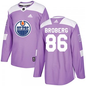 Youth Adidas Edmonton Oilers Philip Broberg Purple Fights Cancer Practice Jersey - Authentic