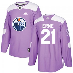 Youth Adidas Edmonton Oilers Adam Erne Purple Fights Cancer Practice Jersey - Authentic