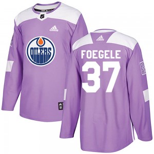 Youth Adidas Edmonton Oilers Warren Foegele Purple Fights Cancer Practice Jersey - Authentic