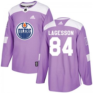 Youth Adidas Edmonton Oilers William Lagesson Purple Fights Cancer Practice Jersey - Authentic