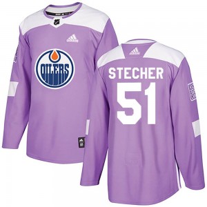 Youth Adidas Edmonton Oilers Troy Stecher Purple Fights Cancer Practice Jersey - Authentic