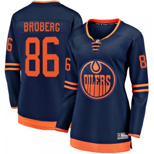 Women's Fanatics Branded Edmonton Oilers Philip Broberg Navy Alternate 2018/19 Jersey - Breakaway