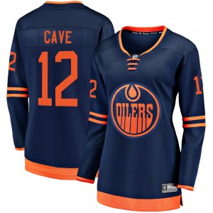 Women's Fanatics Branded Edmonton Oilers Colby Cave Navy Alternate 2018/19 Jersey - Breakaway