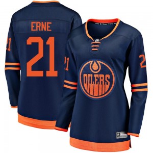 Women's Fanatics Branded Edmonton Oilers Adam Erne Navy Alternate 2018/19 Jersey - Breakaway