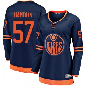 Women's Fanatics Branded Edmonton Oilers James Hamblin Navy Alternate 2018/19 Jersey - Breakaway