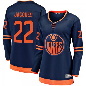 Women's Fanatics Branded Edmonton Oilers Jean-Francois Jacques Navy Alternate 2018/19 Jersey - Breakaway