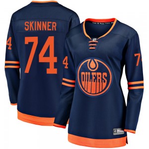 Women's Fanatics Branded Edmonton Oilers Stuart Skinner Navy Alternate 2018/19 Jersey - Breakaway