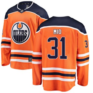 Youth Fanatics Branded Edmonton Oilers Eddie Mio Orange r Home Breakaway Jersey - Authentic
