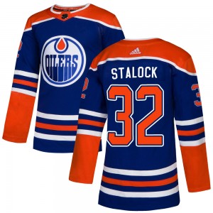 Men's Adidas Edmonton Oilers Alex Stalock Royal Alternate Jersey - Authentic