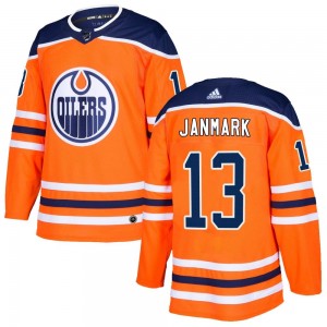 Men's Adidas Edmonton Oilers Mattias Janmark Orange r Home Jersey - Authentic
