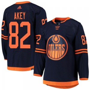 Men's Adidas Edmonton Oilers Beau Akey Navy Alternate Primegreen Pro Jersey - Authentic