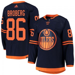 Men's Adidas Edmonton Oilers Philip Broberg Navy Alternate Primegreen Pro Jersey - Authentic