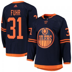 Men's Adidas Edmonton Oilers Grant Fuhr Navy Alternate Primegreen Pro Jersey - Authentic