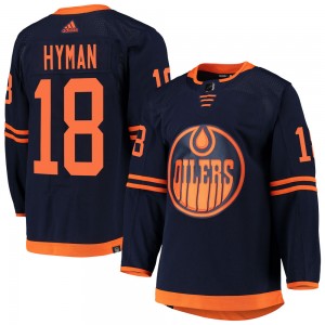 Men's Adidas Edmonton Oilers Zach Hyman Navy Alternate Primegreen Pro Jersey - Authentic