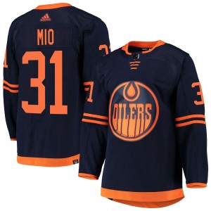 Men's Adidas Edmonton Oilers Eddie Mio Navy Alternate Primegreen Pro Jersey - Authentic