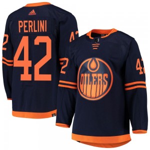 Men's Adidas Edmonton Oilers Brendan Perlini Navy Alternate Primegreen Pro Jersey - Authentic