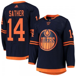 Men's Adidas Edmonton Oilers Glen Sather Navy Alternate Primegreen Pro Jersey - Authentic