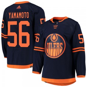 Men's Adidas Edmonton Oilers Kailer Yamamoto Navy Alternate Primegreen Pro Jersey - Authentic