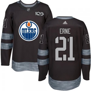 Youth Edmonton Oilers Adam Erne Black 1917-2017 100th Anniversary Jersey - Authentic