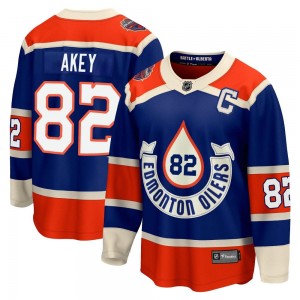 Youth Fanatics Branded Edmonton Oilers Beau Akey Royal Breakaway 2023 Heritage Classic Jersey - Premier