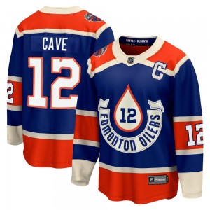 Youth Fanatics Branded Edmonton Oilers Colby Cave Royal Breakaway 2023 Heritage Classic Jersey - Premier