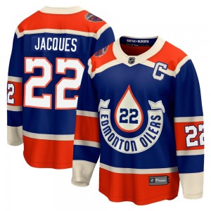 Youth Fanatics Branded Edmonton Oilers Jean-Francois Jacques Royal Breakaway 2023 Heritage Classic Jersey - Premier