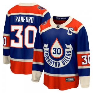 Youth Fanatics Branded Edmonton Oilers Bill Ranford Royal Breakaway 2023 Heritage Classic Jersey - Premier