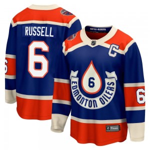 Youth Fanatics Branded Edmonton Oilers Kris Russell Royal Breakaway 2023 Heritage Classic Jersey - Premier