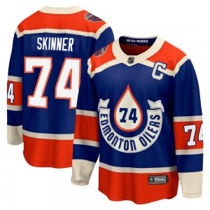 Youth Fanatics Branded Edmonton Oilers Stuart Skinner Royal Breakaway 2023 Heritage Classic Jersey - Premier