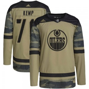 Men's Adidas Edmonton Oilers Philip Kemp Camo Military Appreciation Practice Jersey - Authentic