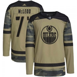 Men's Adidas Edmonton Oilers Ryan McLeod Camo Military Appreciation Practice Jersey - Authentic