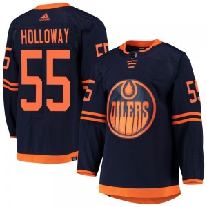 Youth Adidas Edmonton Oilers Dylan Holloway Navy Alternate Primegreen Pro Jersey - Authentic