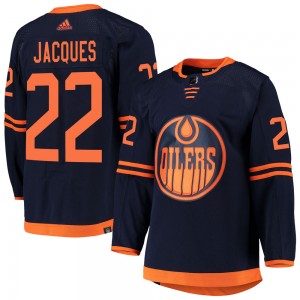 Youth Adidas Edmonton Oilers Jean-Francois Jacques Navy Alternate Primegreen Pro Jersey - Authentic