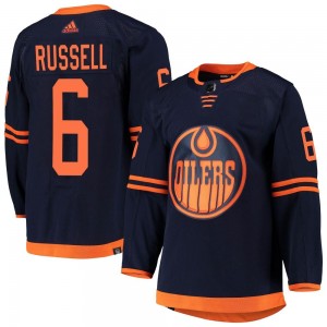 Youth Adidas Edmonton Oilers Kris Russell Navy Alternate Primegreen Pro Jersey - Authentic