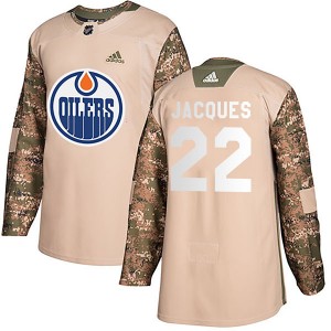 Youth Adidas Edmonton Oilers Jean-Francois Jacques Camo Veterans Day Practice Jersey - Authentic