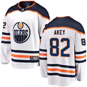 Youth Fanatics Branded Edmonton Oilers Beau Akey White Away Jersey - Breakaway