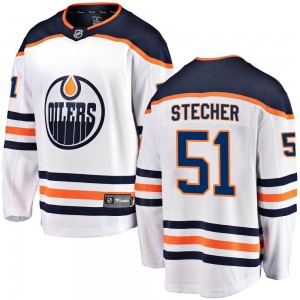 Youth Fanatics Branded Edmonton Oilers Troy Stecher White Away Jersey - Breakaway