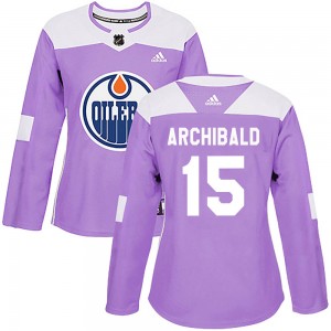 Women's Adidas Edmonton Oilers Josh Archibald Purple Fights Cancer Practice Jersey - Authentic