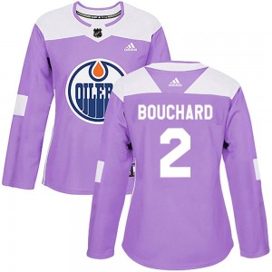 Women's Adidas Edmonton Oilers Evan Bouchard Purple Fights Cancer Practice Jersey - Authentic