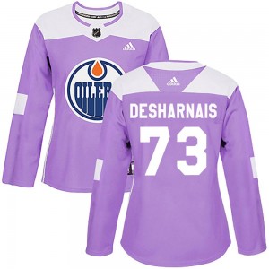Women's Adidas Edmonton Oilers Vincent Desharnais Purple Fights Cancer Practice Jersey - Authentic