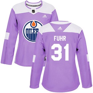 Women's Adidas Edmonton Oilers Grant Fuhr Purple Fights Cancer Practice Jersey - Authentic