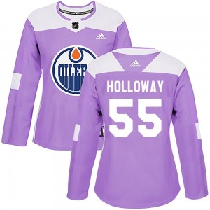 Women's Adidas Edmonton Oilers Dylan Holloway Purple Fights Cancer Practice Jersey - Authentic