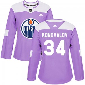 Women's Adidas Edmonton Oilers Ilya Konovalov Purple Fights Cancer Practice Jersey - Authentic