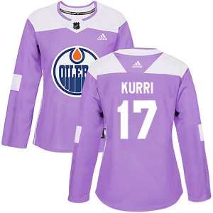 Women's Adidas Edmonton Oilers Jari Kurri Purple Fights Cancer Practice Jersey - Authentic