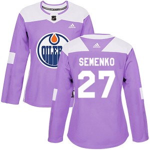 Women's Adidas Edmonton Oilers Dave Semenko Purple Fights Cancer Practice Jersey - Authentic