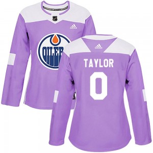 Women's Adidas Edmonton Oilers Ty Taylor Purple Fights Cancer Practice Jersey - Authentic