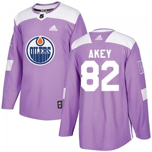 Men's Adidas Edmonton Oilers Beau Akey Purple Fights Cancer Practice Jersey - Authentic