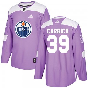 Men's Adidas Edmonton Oilers Sam Carrick Purple Fights Cancer Practice Jersey - Authentic